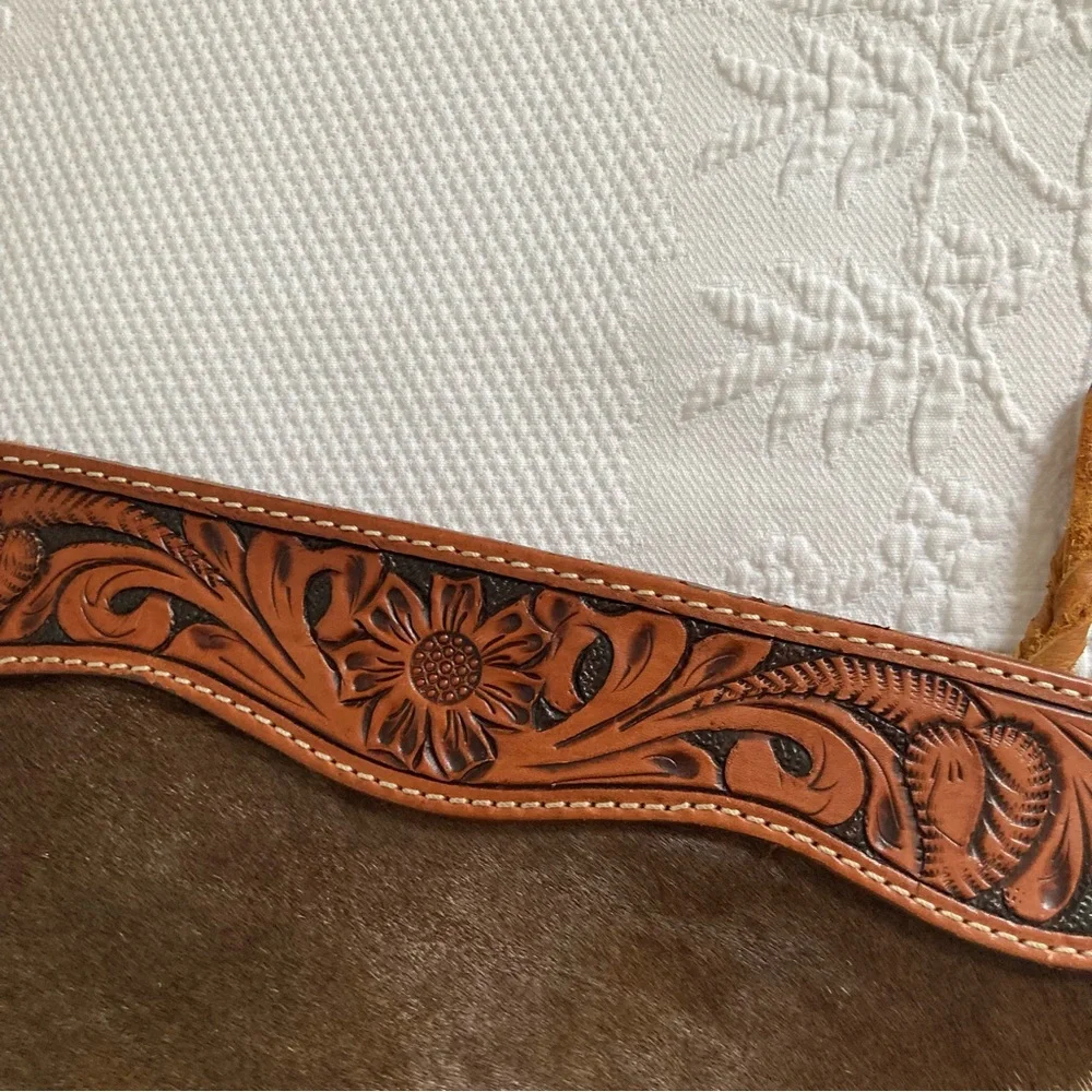 American Darling small crossbody purse topped leather calf hair western boho - Picture 7 of 16